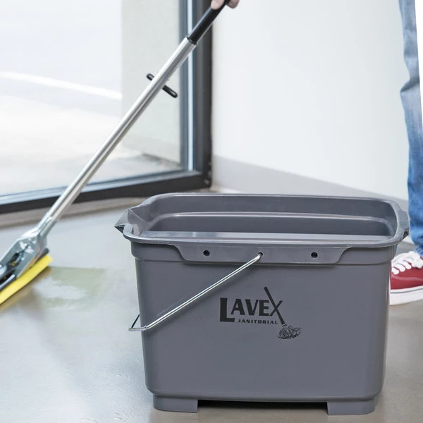 Lavex Janitorial 19.5 Qt. Gray Divided Plastic Bucket / Caddy