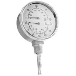 All Points 62-1089 Pressure / Temperature Gauge; 0 - 200 PSI; 80 - 320 Degrees Fahrenheit; 1/2" MPT Bottom Mount