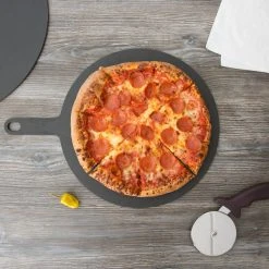 Epicurean 14" Slate Richlite Wood Fiber Round Pizza Board With 5" Handle 429-191402