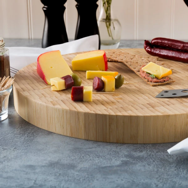 American Metalcraft B16 16" X 1 1/2" Bamboo Round Butcher Block Serving Board - Image 5