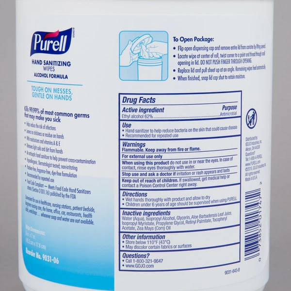 Purell® 9031-06 Alcohol Formulation Sanitizing Wipes 175 Count Canister - Image 6