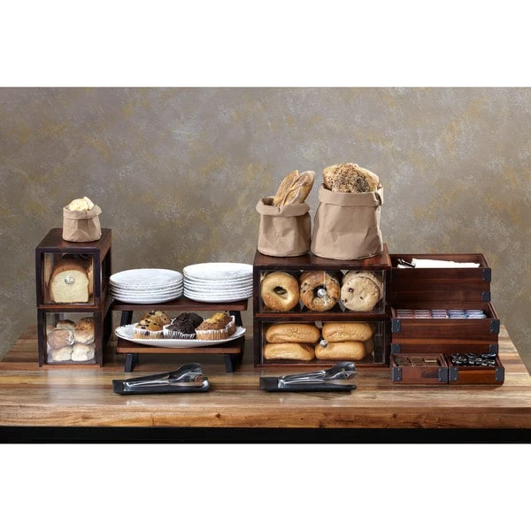 Frilich GET Enterprises WB-662WD-W Urban Renewal 6" X 6" X 2" Walnut Square Wood Display Box - Image 3