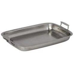American Metalcraft THRC21 21" X 14" Rectangular Hammered Stainless Steel Serving / Display Pan