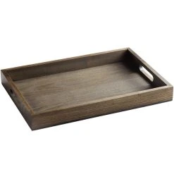 GET Enterprises GET WD-14-ASH Taproot 16 1/4" X 11" Walled Ash Wood Serving Tray With Handles