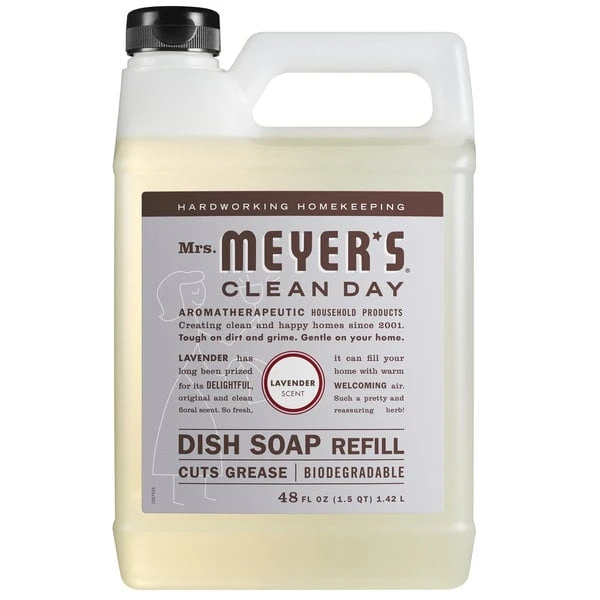 Mrs. Meyer'sĀ® Mrs. Meyer's Clean Day 347543 48 Oz. Lavender Scented Dish Soap Refill - 6/Case - Image 2