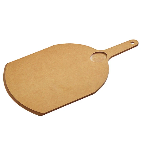 Tomlinson 11 1/2" X 18" Natural Richlite Wood Fiber Pizza Peel With Ramekin Well And 5" Handle 1020339