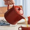 Acopa Keystone 32 Oz. Sedona Orange Stoneware Teapot