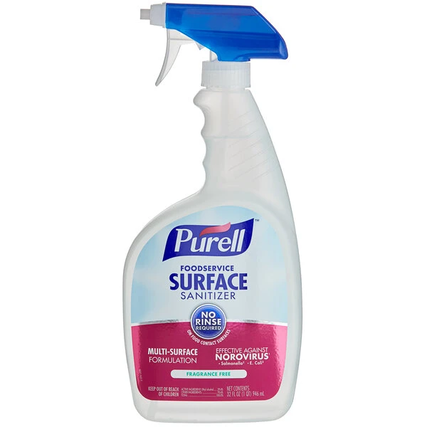 PURELL® Purell 3341-06 1 Qt. / 32 Oz. Fragrance Free Foodservice Surface Sanitizer With (2) Spray Triggers - 6/Case - Image 2