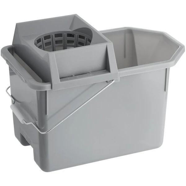 Rubbermaid FG619400STL 15 Qt. Gray Pail And Mop Strainer Combo - Image 2