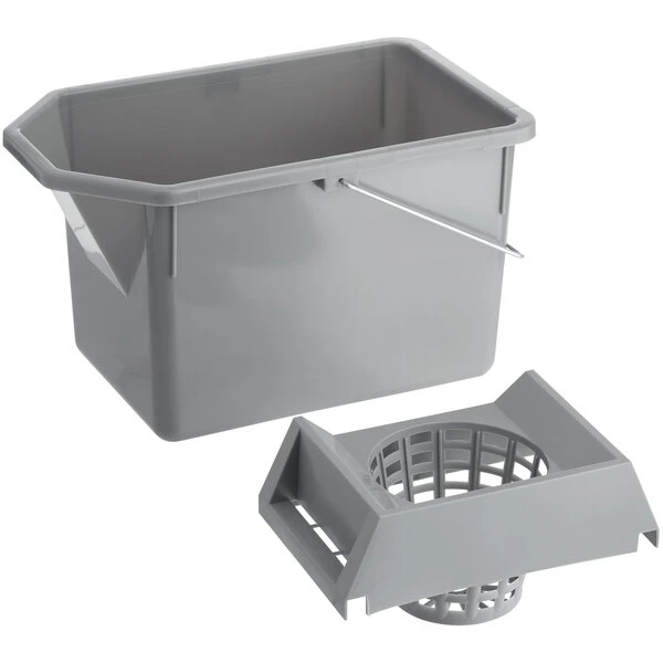 Rubbermaid FG619400STL 15 Qt. Gray Pail And Mop Strainer Combo - Image 3