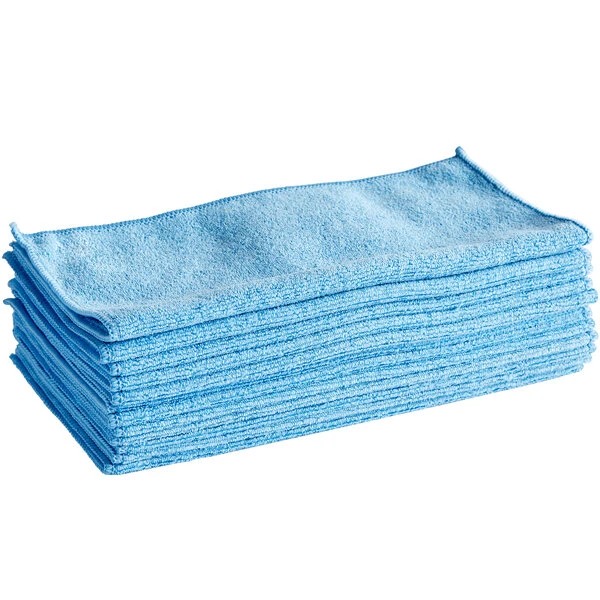 Lavex Janitorial 12" X 12" Blue Microfiber General Purpose Cloth - 12/Pack - Image 2