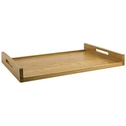 Front Of The House 26" X 18" X 2" Bamboo Rectangular Serving Tray With Straight Handles - 2/Case
