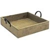 Front Of The House 9 3/4" X 2 1/4" Rustic Wood Square Serving Tray With Handles - 4/Case