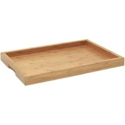 Front Of The House 19" X 13" X 1 1/2" Natural Bamboo Rectangular Serving Tray - 4/Case