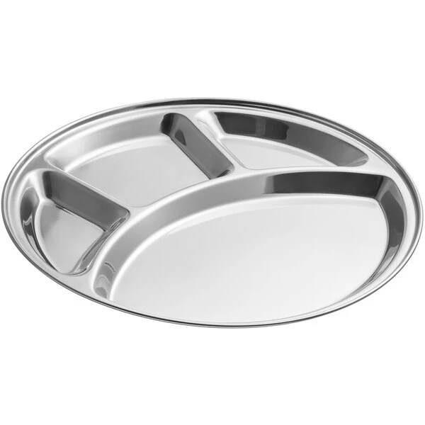 Choice Bulk Case 12 1/2" Stainless Steel 4 Compartment Plate / Thali - 12/Case - Image 2