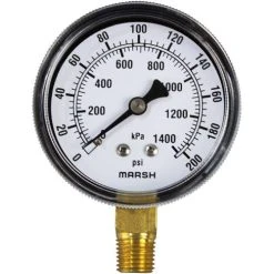 All Points 62-1020 Pressure Gauge; 0 - 200 PSI; 1/4" MPT Bottom Mount
