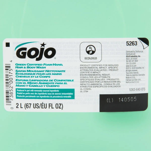 GOJO® 5263-02 FMX-20 Green Certified 2000 ML Cucumber Melon Foaming Hand, Hair, And Body Wash - 2/Case - Image 6