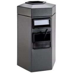 Commercial Zone 755324 45 Gallon Islander Series Gray Bermuda 1 Hexagonal Waste Container With Paper Towel Dispenser, Squeegee, And Windshield Wash Station