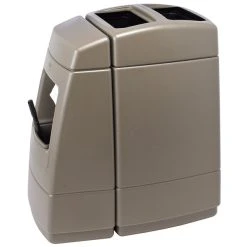 Commercial Zone 75814299 55 Gallon Islander Series Haven 1 Monterey Cliff Brown Rectangular Waste Container With Paper Towel Dispenser, Squeegee, And Windshield Wash Station