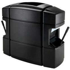 Commercial Zone 758701 40 Gallon Islander Series Waste 'N Wipe Black Rectangular Waste Container With 2 Paper Towel Dispensers, 2 Squeegees, And 2 Windshield Wash Stations