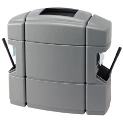 Commercial Zone 770135 40 Gallon Islander Series Waste 'N Wipe Silver Rectangular Waste Container With 2 Paper Towel Dispensers, 2 Squeegees, And 2 Windshield Wash Stations
